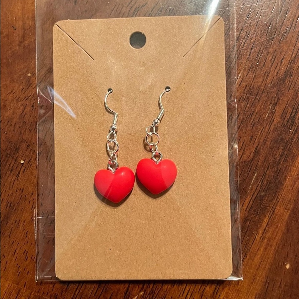 Small red heart earrings